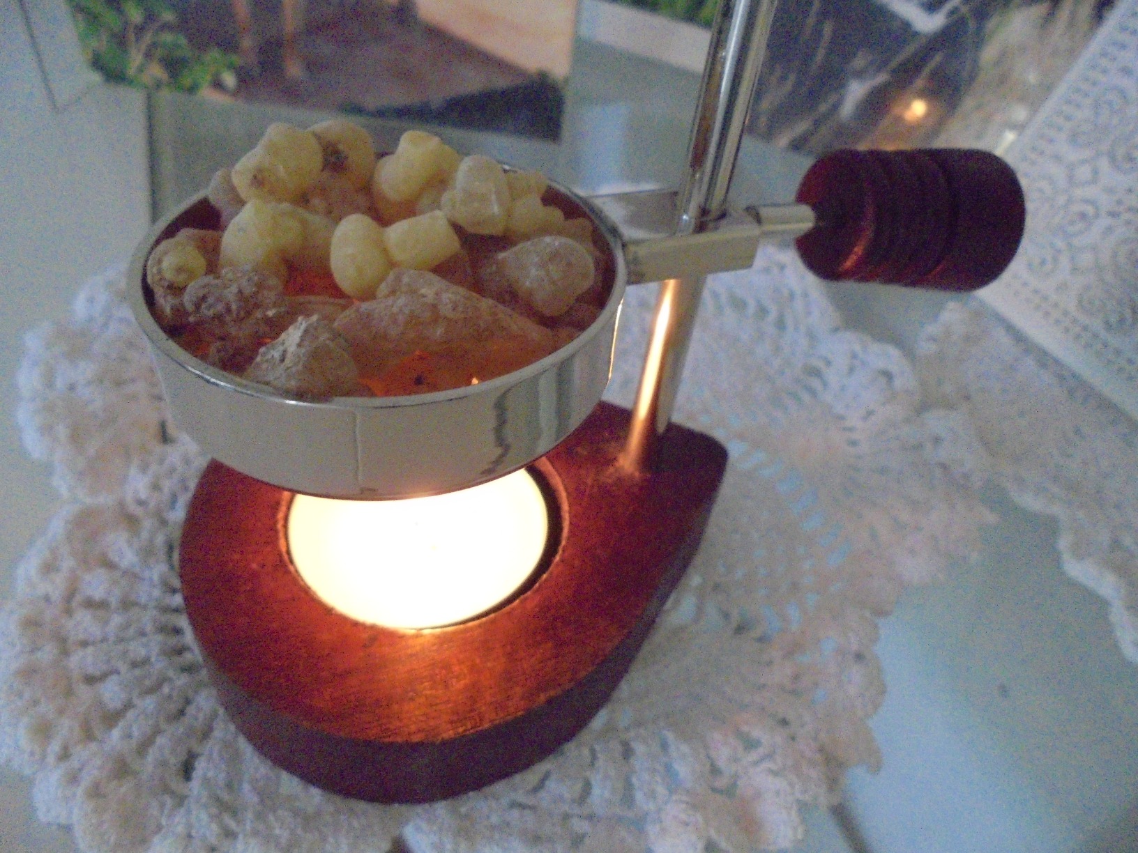NKlaus Home Scents Räucherstövchen Messing Gold Holz 13 cm