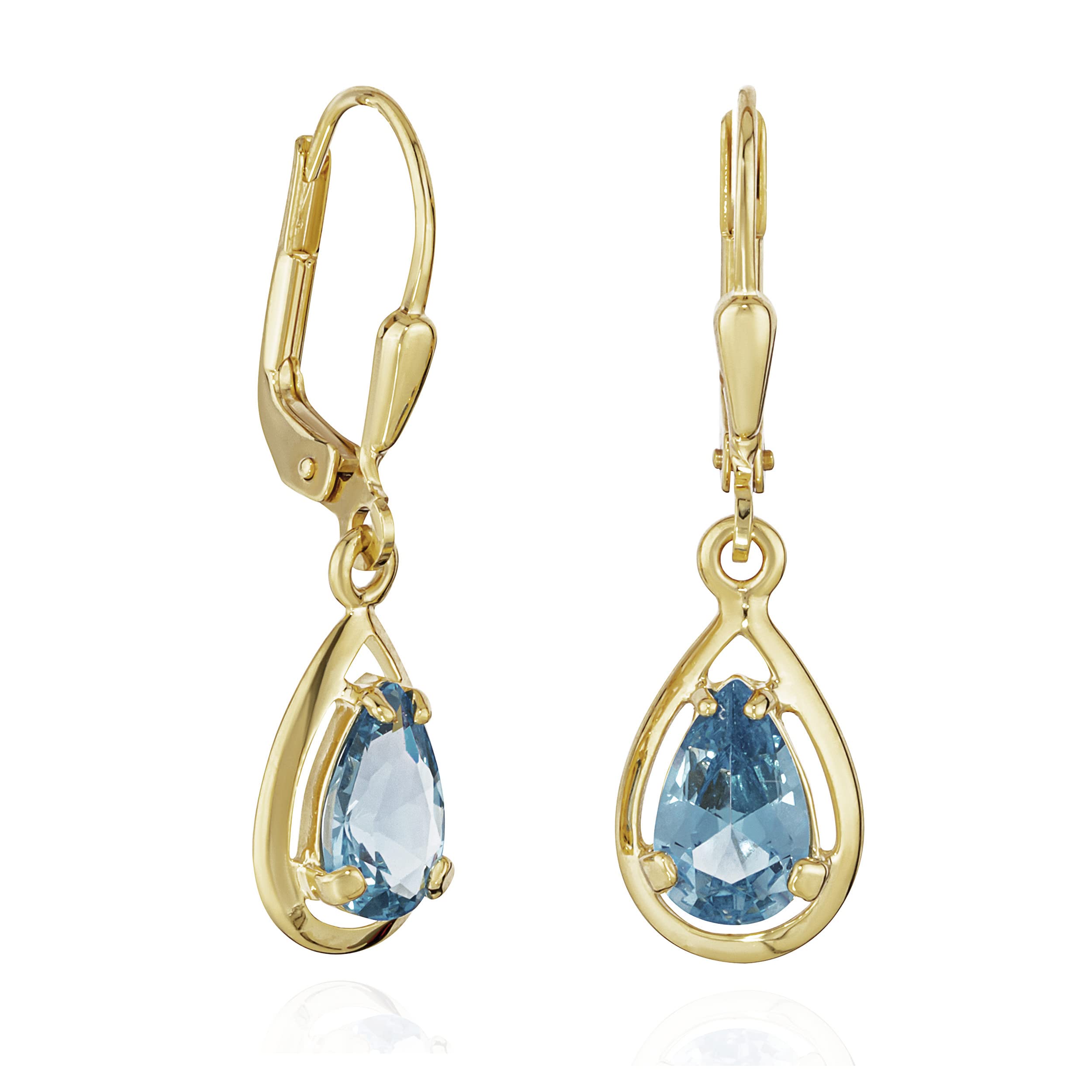 NKlaus JEWELLERY Brisur Ohrhänger Aquamarin Gold 14x8mm Paar