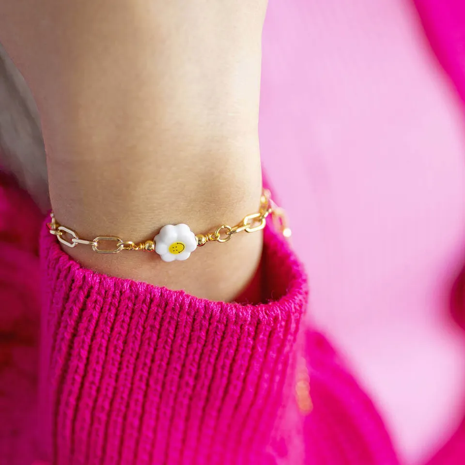 Joy by Corrine Smith Smiley Flower Armband Gold Chunky