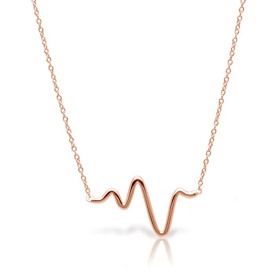 JEWLIX Heartbeat Kette 925 Silber Anhänger Rosé Damen