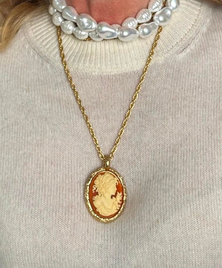 Alevá Bijoux Cammei Corniola Kamee Anhänger Gold 1 m