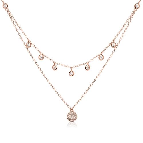 JEWLIX SN0437 Layerkette Halskette rosévergoldet Zirkonia