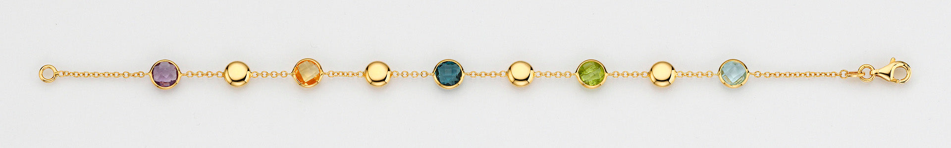Eugen Rühle Armband mit Farbsteinen Goldlinsen 585 Gelbgold
