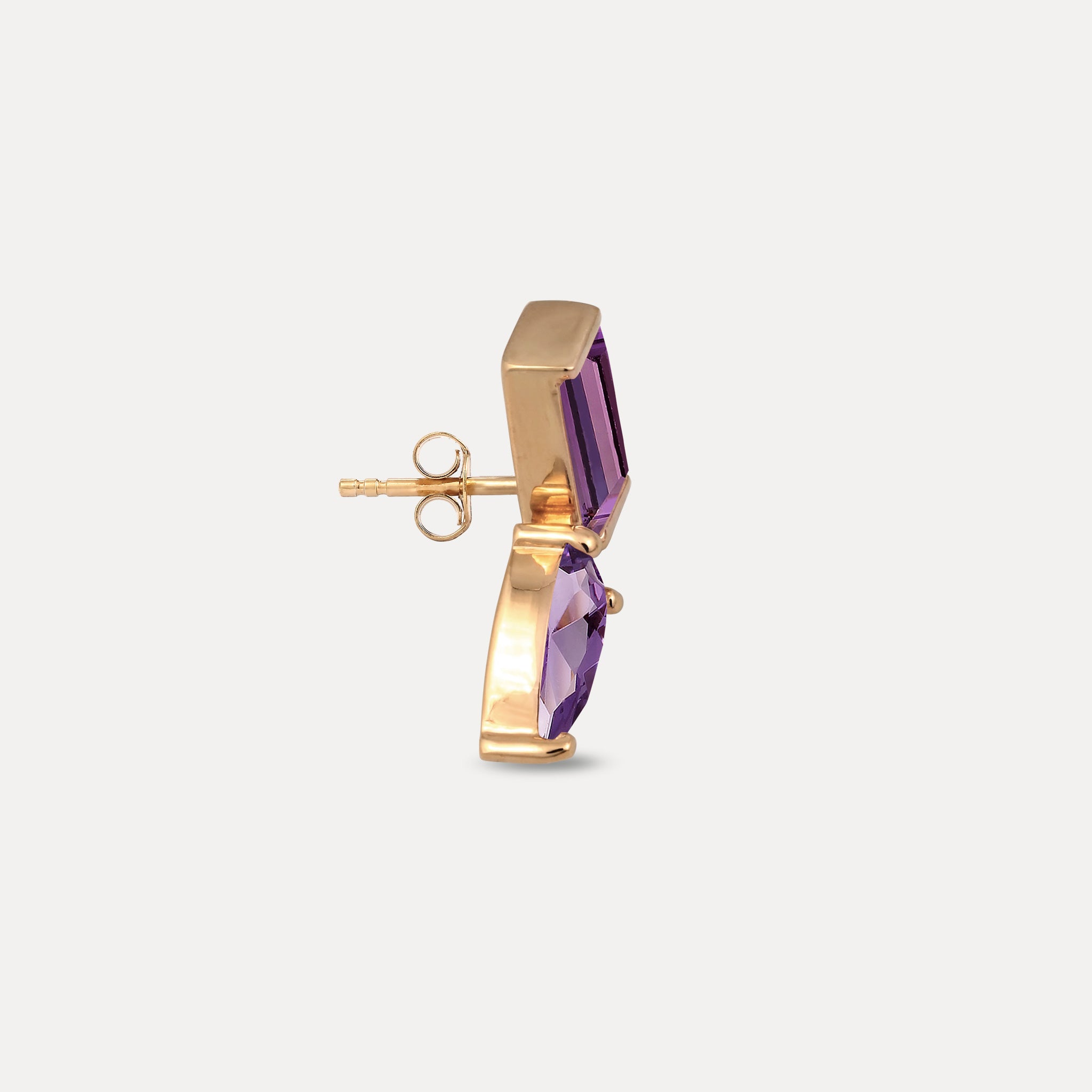 Stilnest Balance Dual Ohrstecker Amethyst 585 Gold links