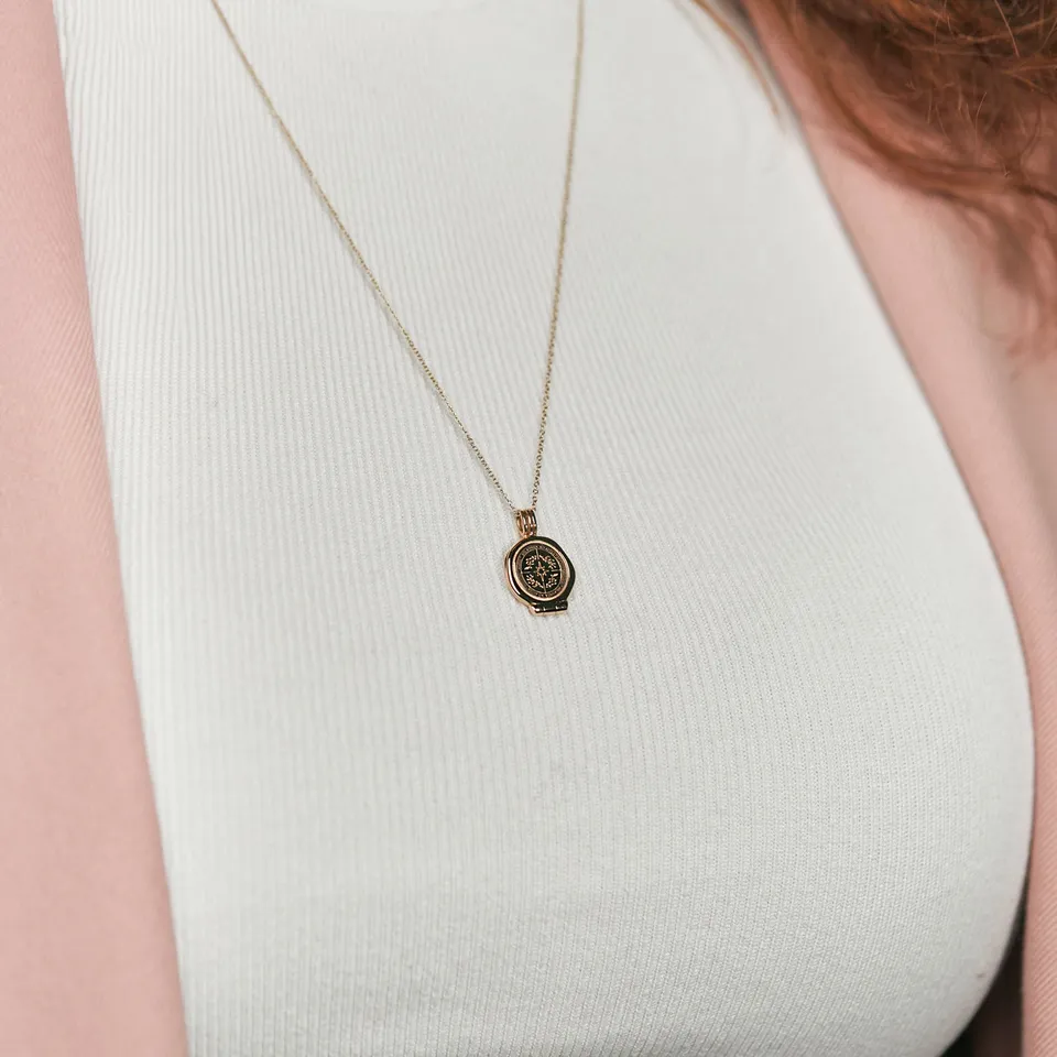 Stilnest Ad Astra Seal Medaillon Kette Gold Vermeil 45cm