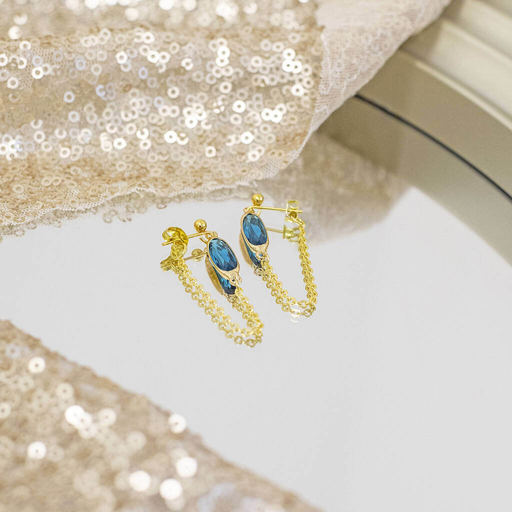 Joy by Corrine Smith Oval Geburtsstein Ohrringe Gold Kette