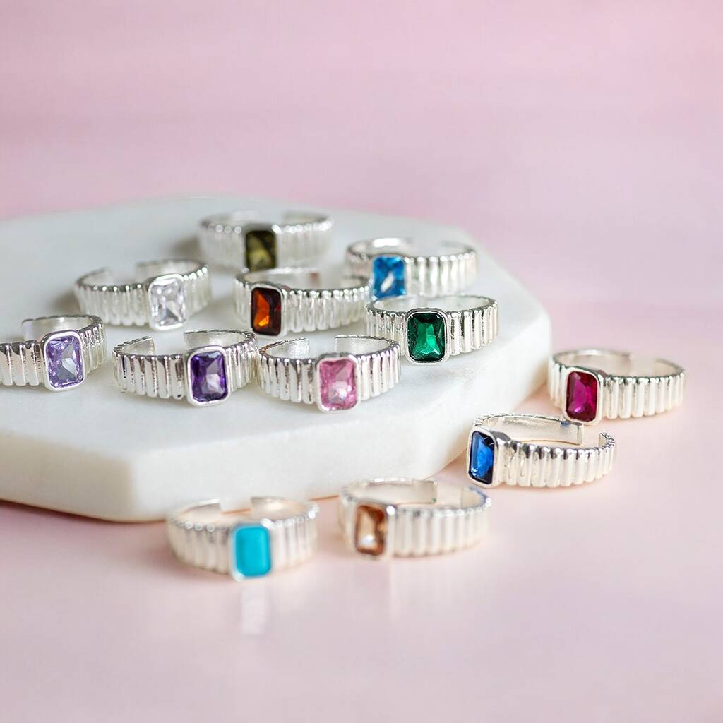 Joy by Corrine Smith Birthstone Ring Silber verstellbar Kristall