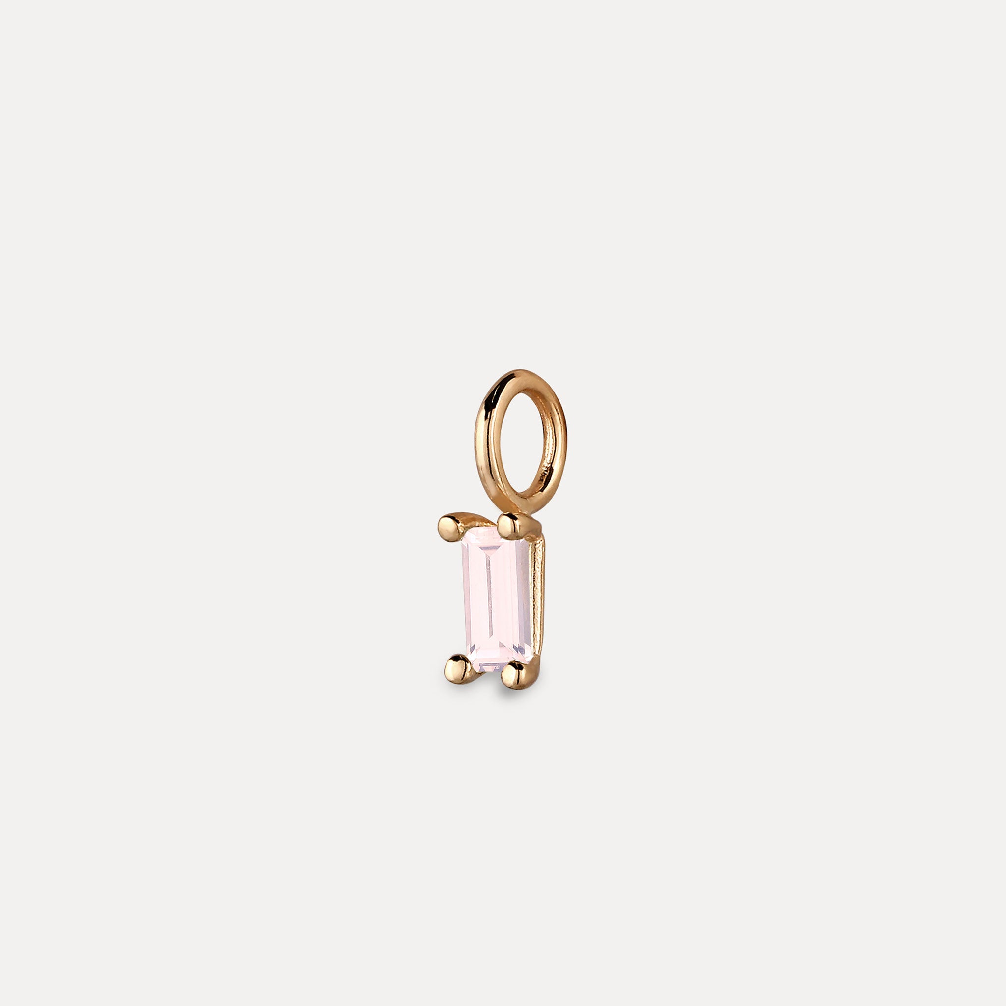 Stilnest Rosenquarz Anhänger Baguette 24k Gold Vermeil rosa