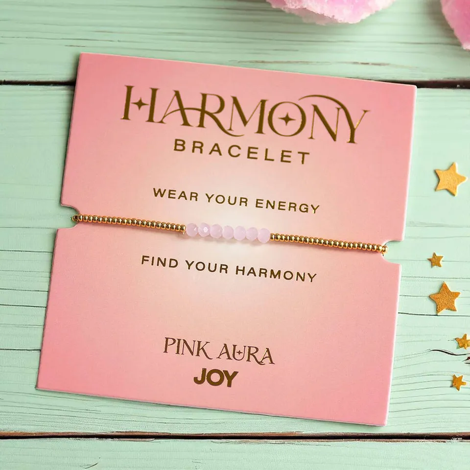 Joy Harmony Armband Pink Aura Glas Gold Einheitsgröße