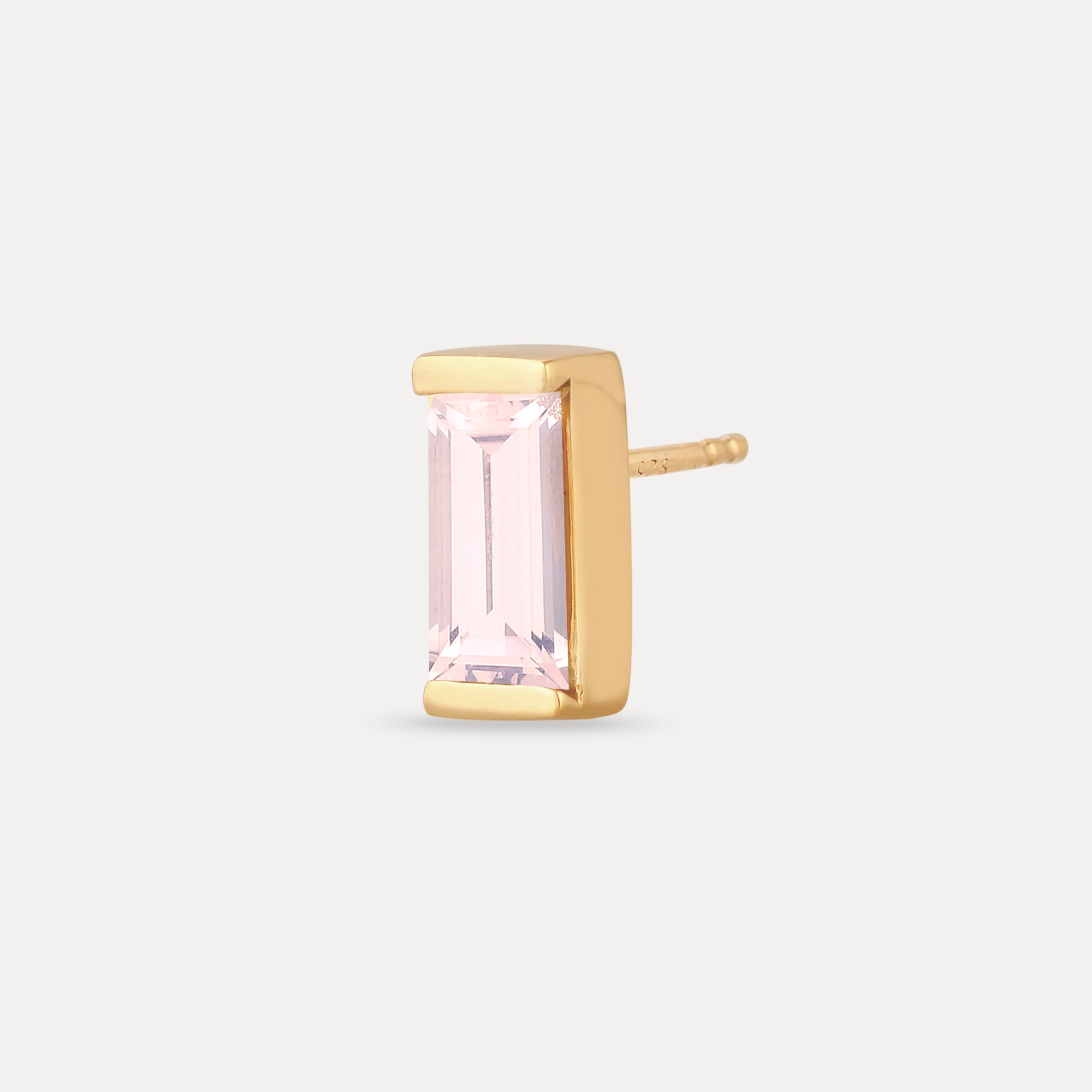 Stilnest Balance Baguette Ohrstecker Rosenquarz Gold Single