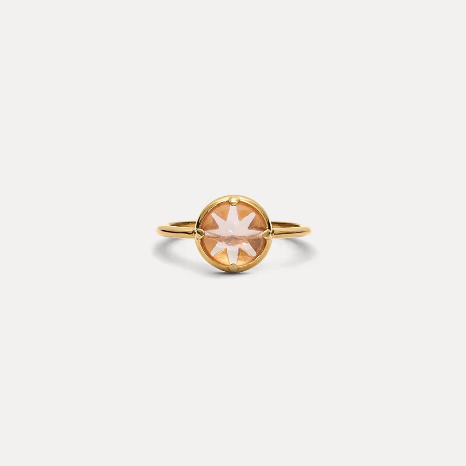 Stilnest Rosenquarz Instants of Love Ring Gold Vermeil Gr.56 Edelstein