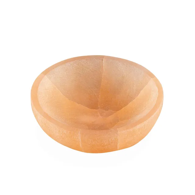 NKlaus Healing Crystals Pfirsich-Selenit-Schale 10 cm Kristallschale rund