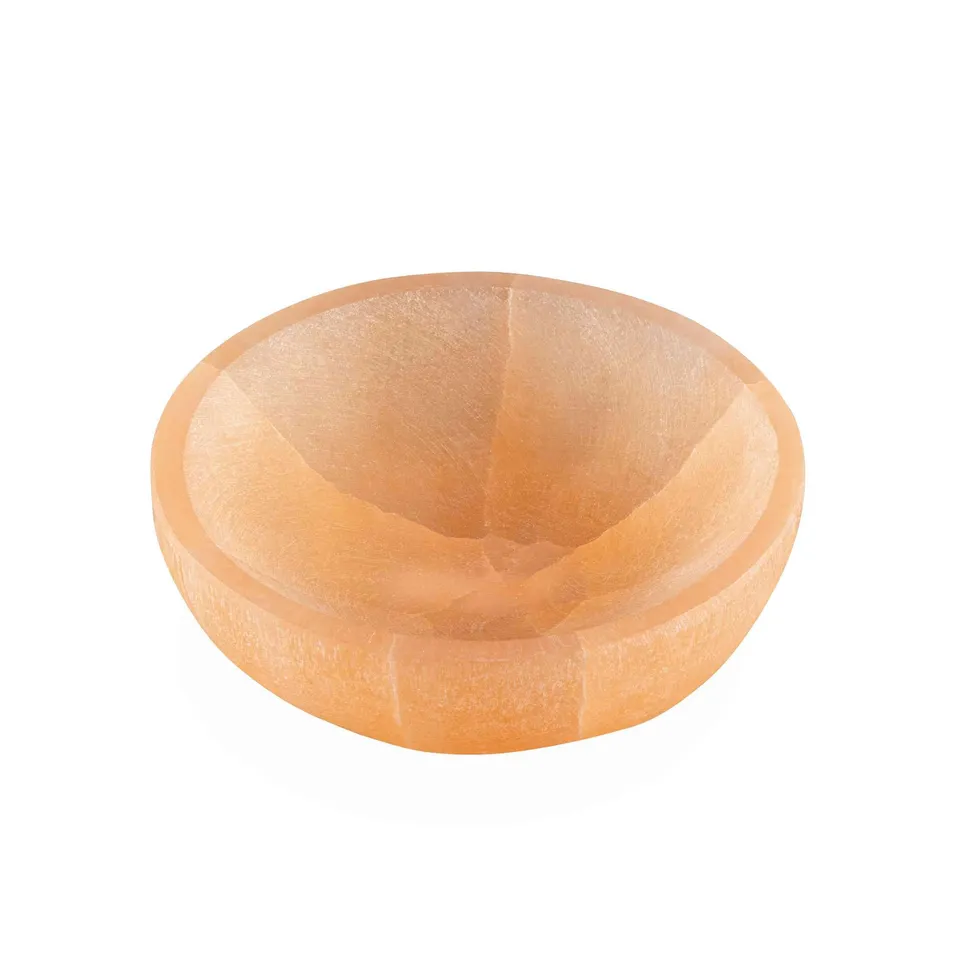 NKlaus Healing Crystals Pfirsich-Selenit-Schale 10 cm Kristallschale rund