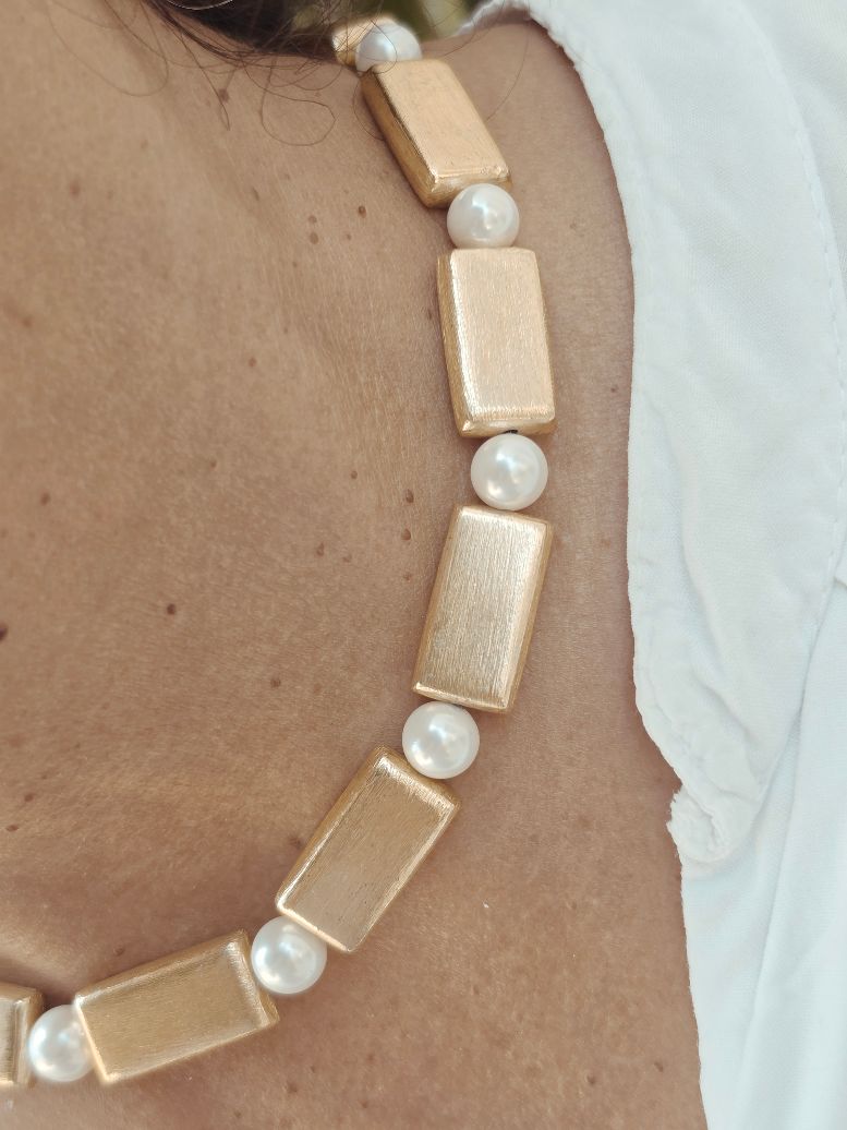 Alevá Bijoux Petra Halskette Gold Bronze Mallorca-Perlen