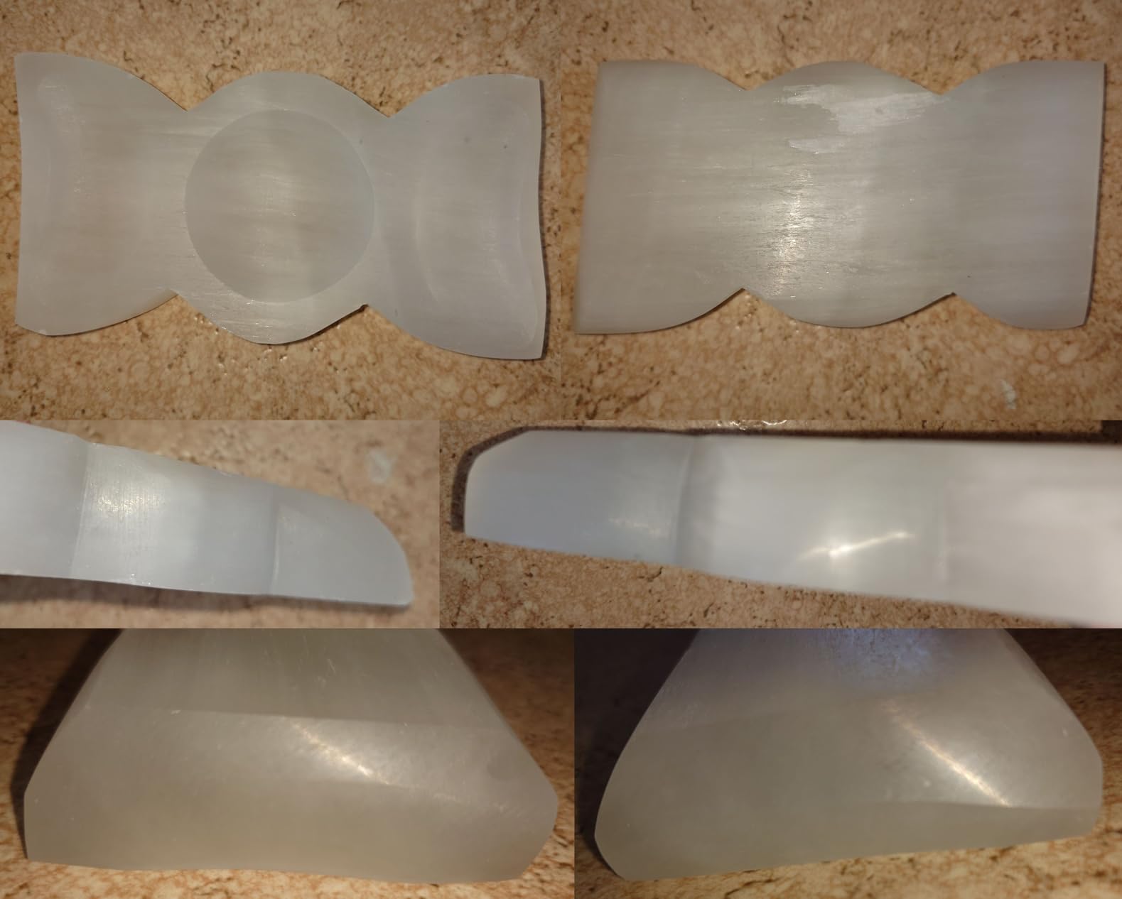 NKlaus Healing Crystals Selenit Dreifach-Schale 14x7 cm Energieschale