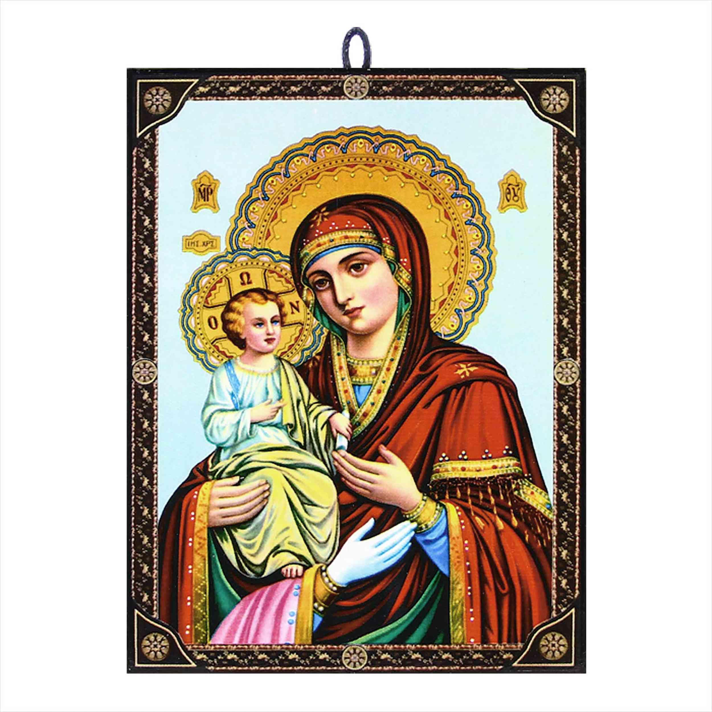 NKlaus Gottesmutter Tricheirousa Ikone Holz 9,7x13,5cm