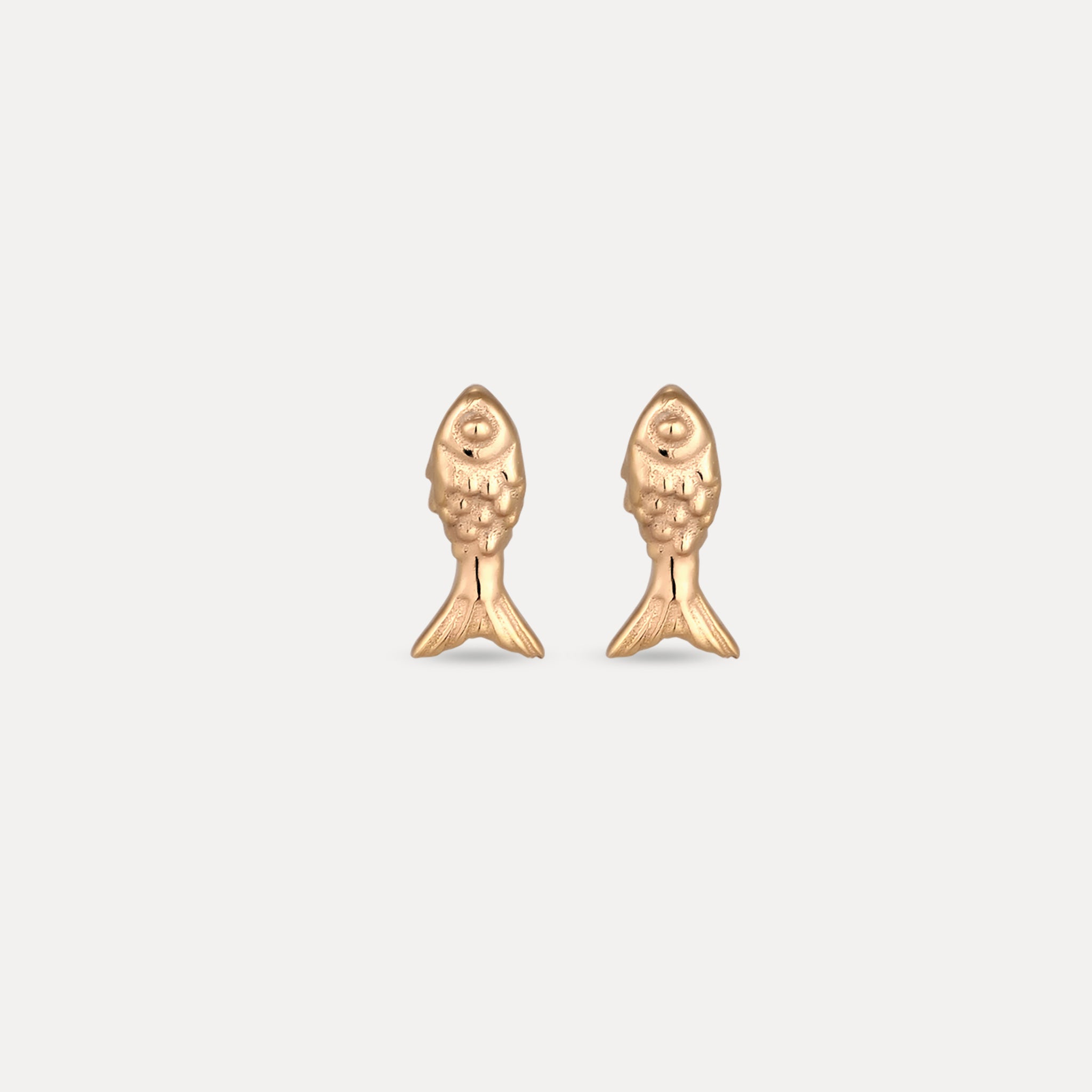 Stilnest Fish Ohrstecker Ohrringe 585 Gold texturiert