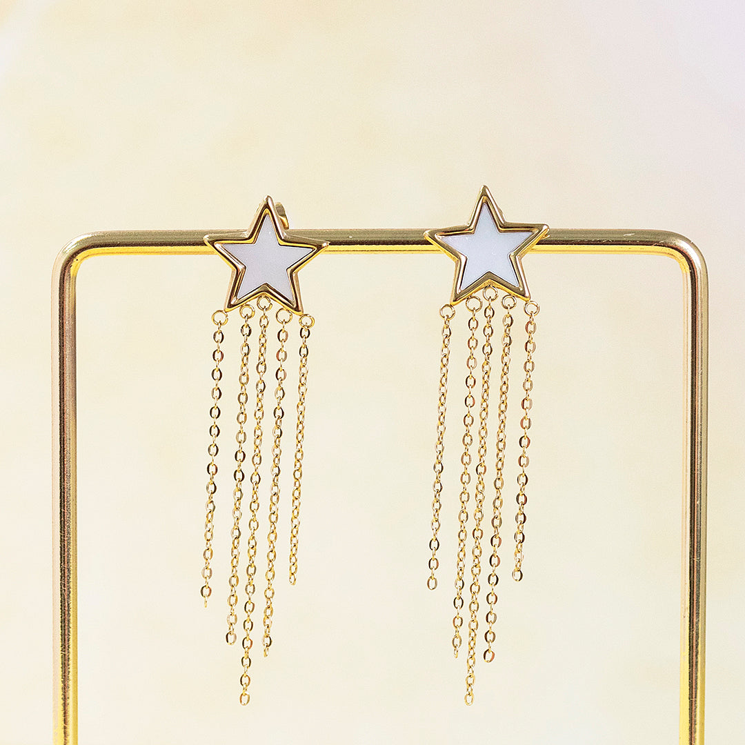 Joy by Corrine Smith Star Chain Ohrringe Gold mit Perlmutt
