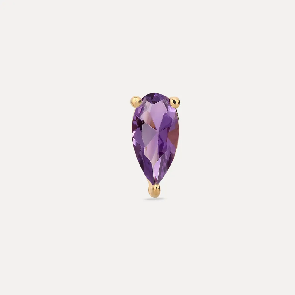 Stilnest Balance Drop Ohrstecker Amethyst 585 Gold Single