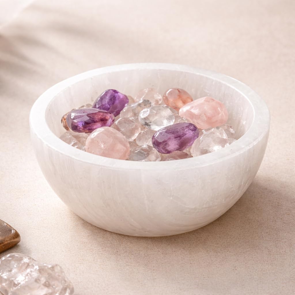 NKlaus Healing Crystals Selenit-Schale 8cm handgeschnitzt