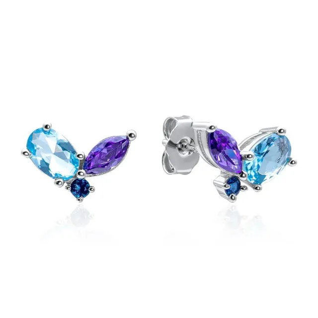 JEWLIX Ohrstecker Floral 925er Silber Korund Zirkonia