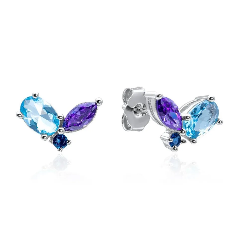 JEWLIX Ohrstecker Floral 925er Silber Korund Zirkonia