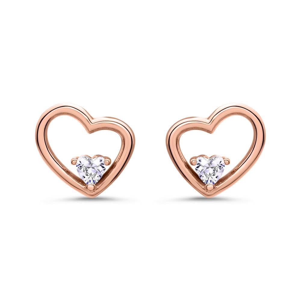 JEWLIX SE1073 Herz Ohrstecker Rosé 925 Silber Zirkonia