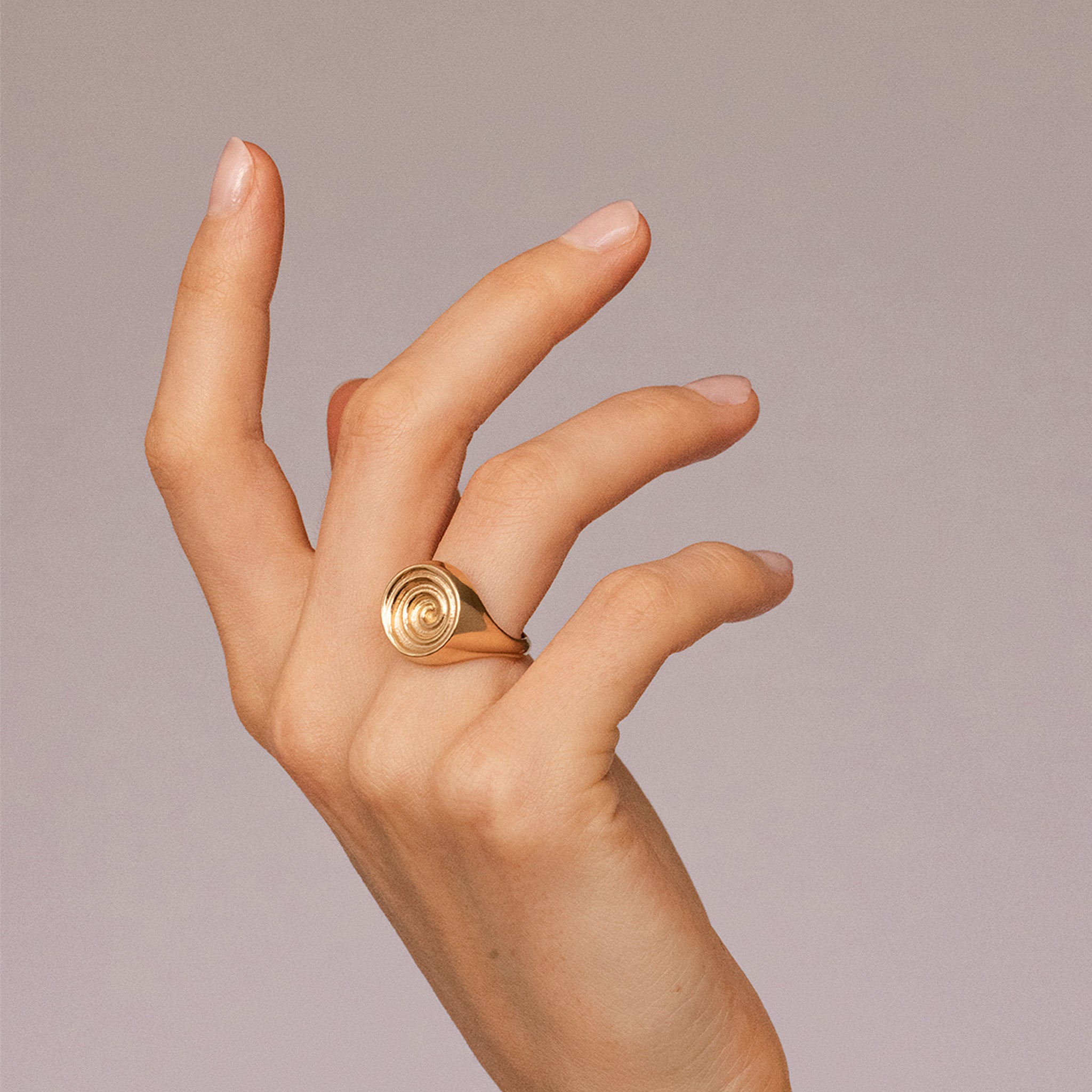Stilnest Hypnotic Signet Ring 24k Gold Vermeil Spirale Gr.52