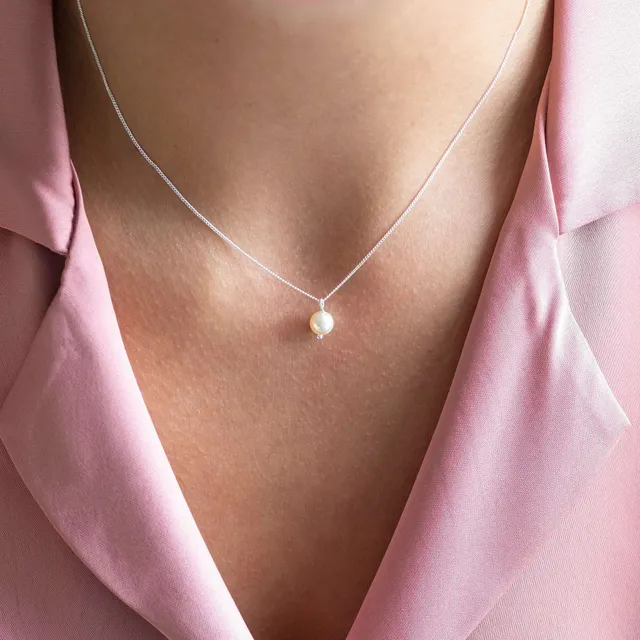 Joy by Corrine Smith Classic Pearl Drop Perlen Halskette Silber