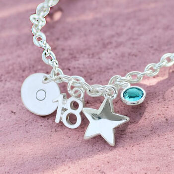 Joy by Corrine Smith Milestone Birthday Initial Charm Armband Silber