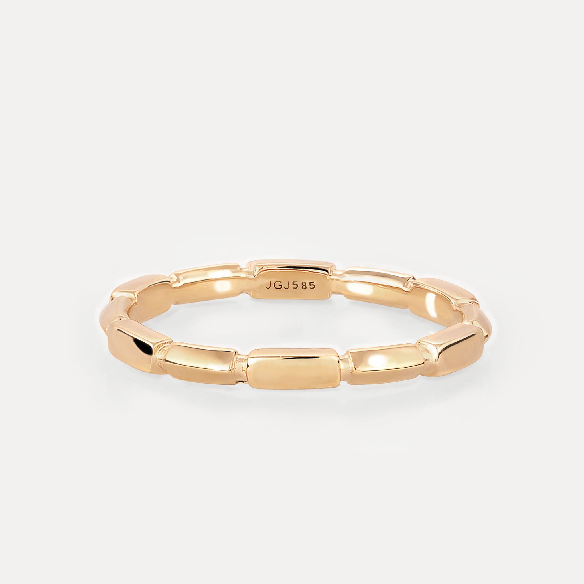 Stilnest Offset Brick Ring 585 Gold 14k Massivgold Stapelring