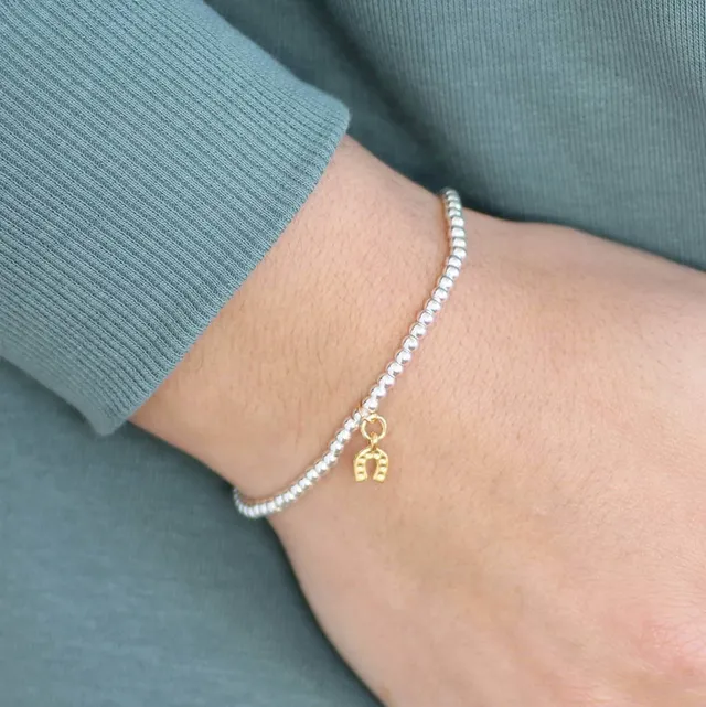 Joy Hufeisen Charm Armband Perlen Silber Gold verstellbar