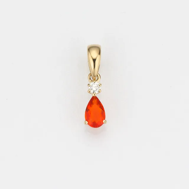 Eugen Rühle Anhänger Feueropal Brillant 585 Gelbgold