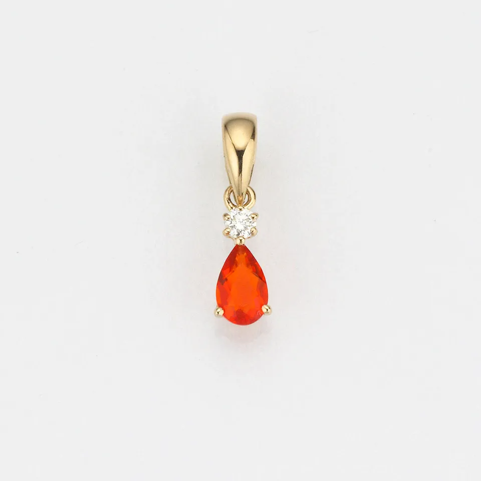 Eugen Rühle Anhänger Feueropal Brillant 585 Gelbgold