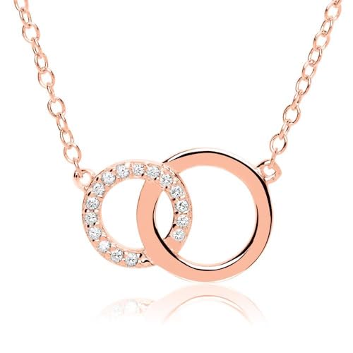 JEWLIX Ketten mit Anhänger Kreise Damenkette Roségold Zirkonia