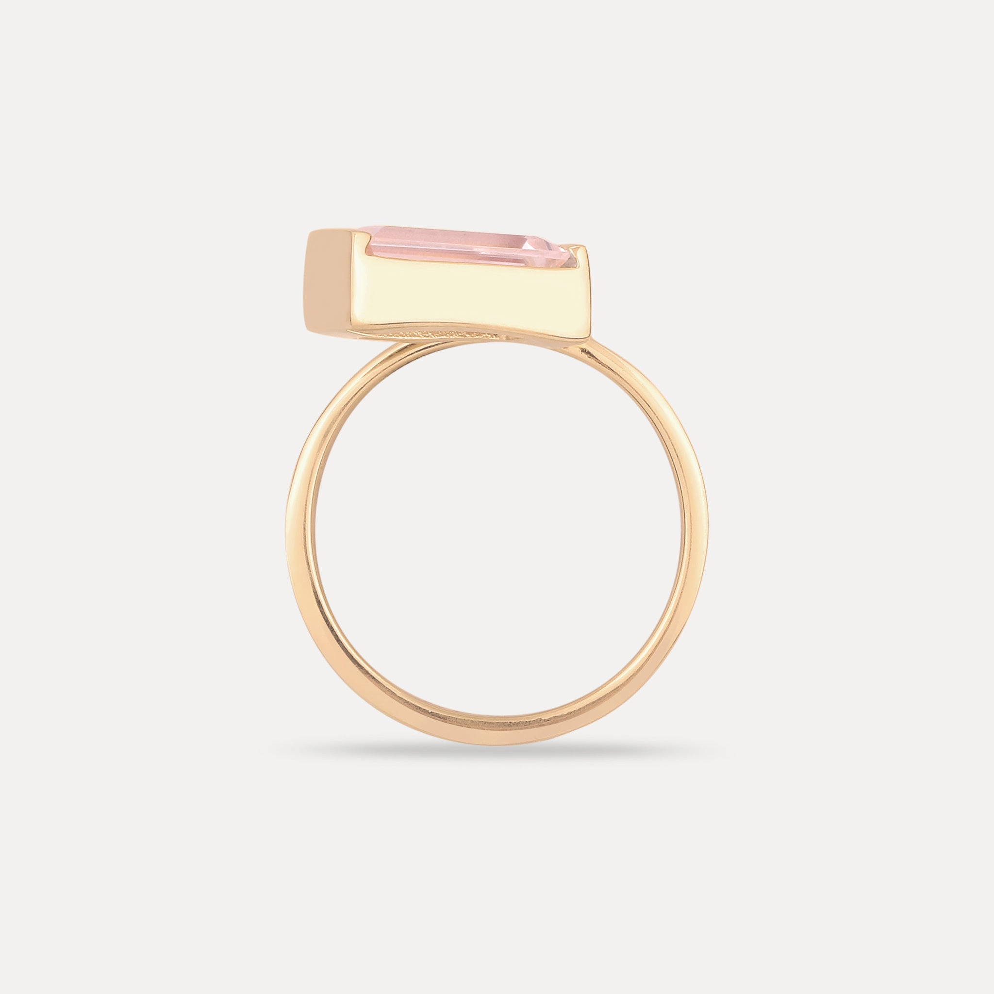 Stilnest Balance Baguette Ring 585 Gold Rosenquarz Gr.52
