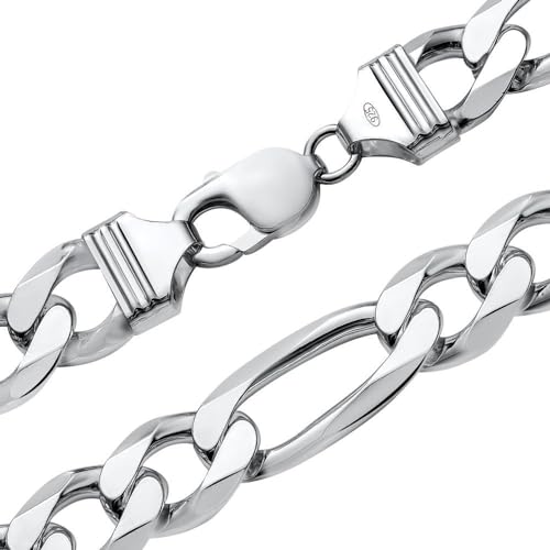 JEWLIX Figarokette 13mm Silberkette Silber 50 cm breit