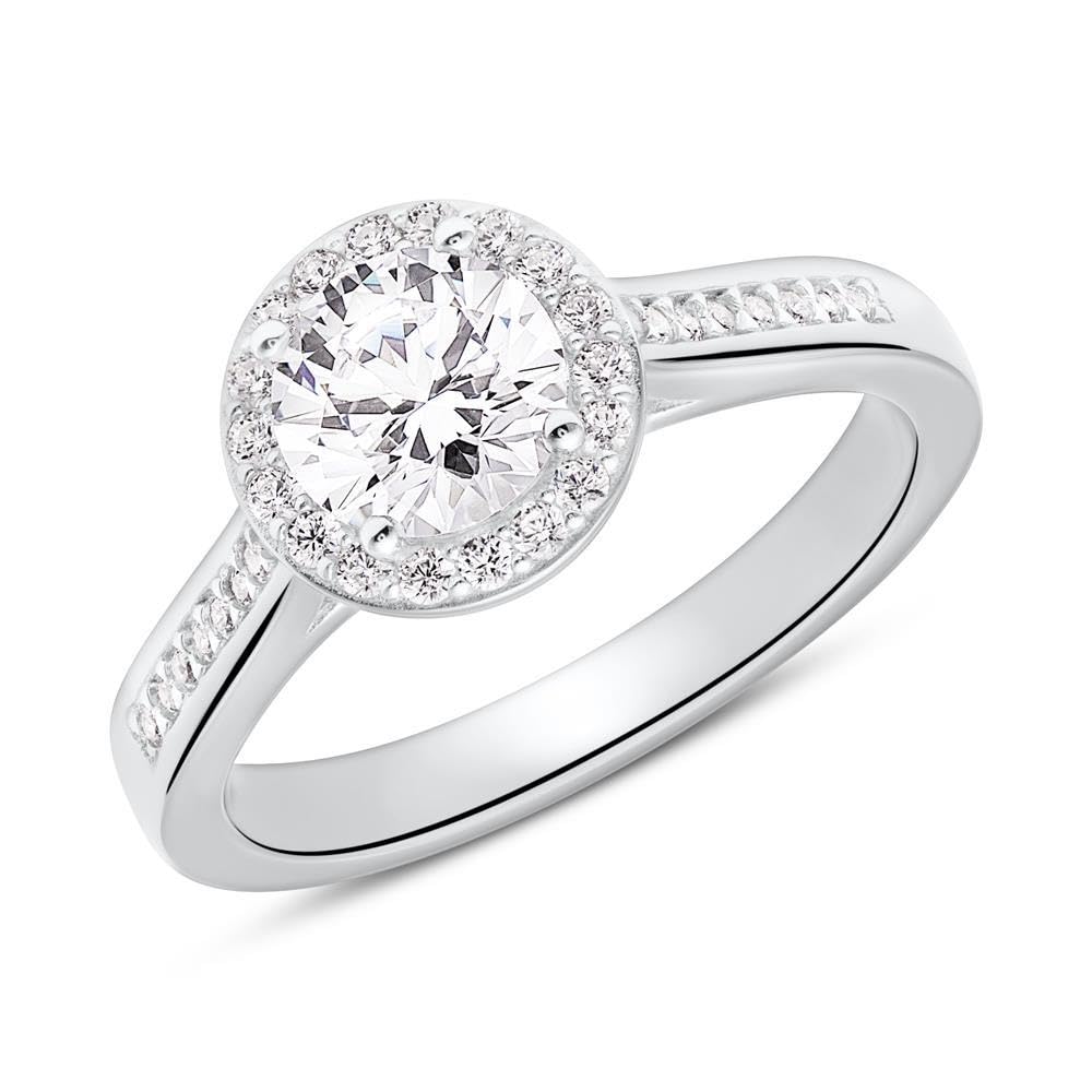 JEWLIX Verlobungsring Silber 925 Halo Zirkonia Gr. 58