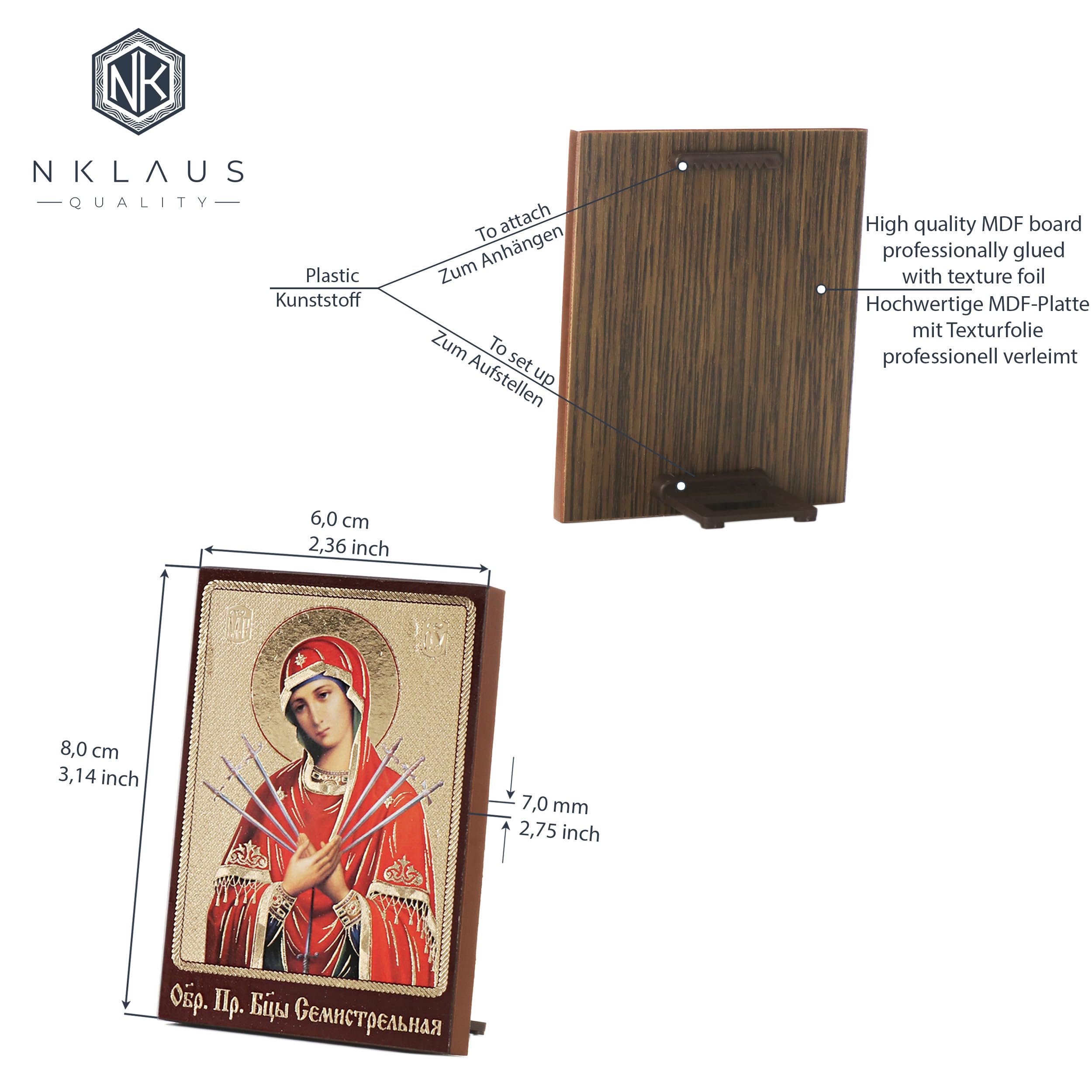 NKlaus Religious Icons Siebenpfeilige Ikone Holz 8x6cm Mäßigung