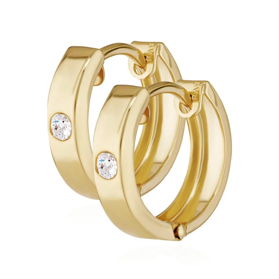NKlaus Klappcreolen 333 Gelbgold Zirkonia Ohrringe Paar 12,5 mm