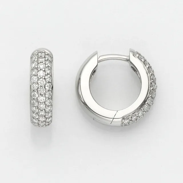 Eugen Rühle Ohrschmuck Scharnier-Creolen 0,50ct 3,8x14mm Weißgold