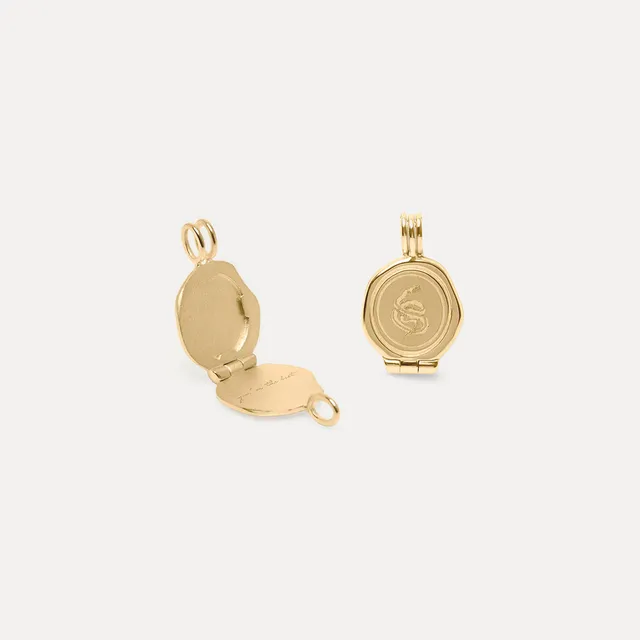 Stilnest Snake Seal Medaillon Anhänger 585 Gold