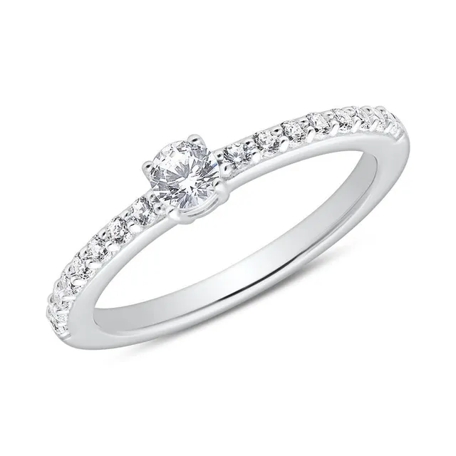 JEWLIX Verlobungsring 925 Silber Zirkonia Schiene 58