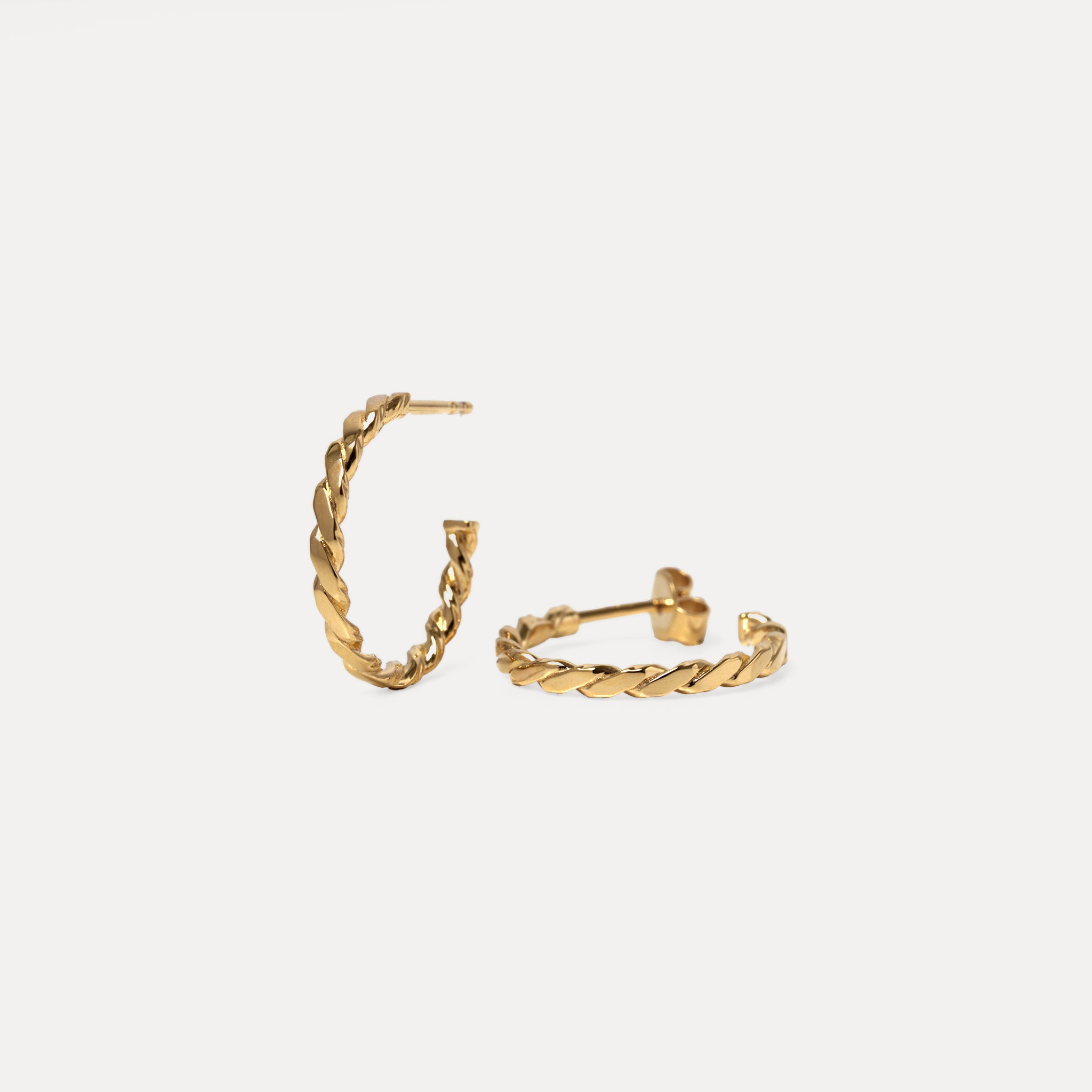 Stilnest Twisted Creolen Ohrringe 925 Silber Vergoldet 19mm