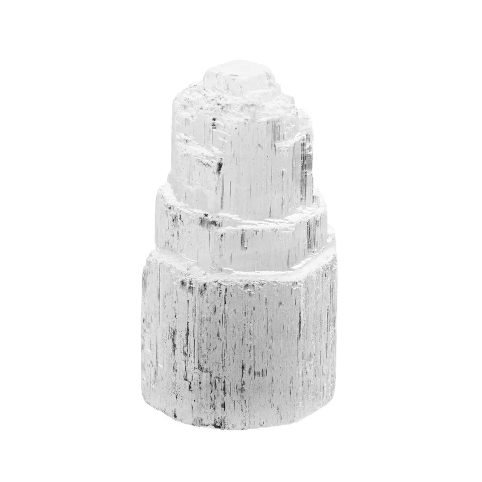 NKlaus Healing Crystals Selenit Turm Eisberg 6 cm 1 Stück weiß