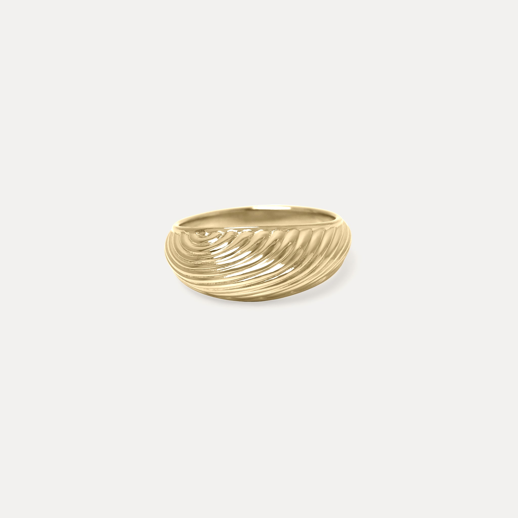 Stilnest Ribbed Bombé Ring 585 Gold geriffelt Gr. 56