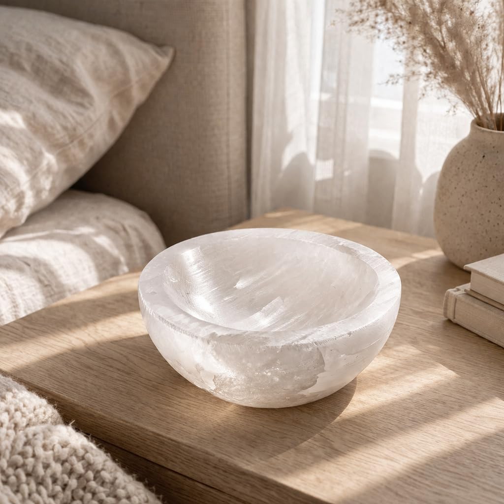 NKlaus Healing Crystals Selenit-Schale 7,5 cm Kristallschale satiniert