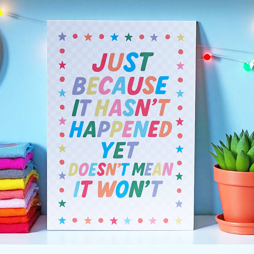Joy by Corrine Smith Rainbow Print A5 Motivation Poster bunt