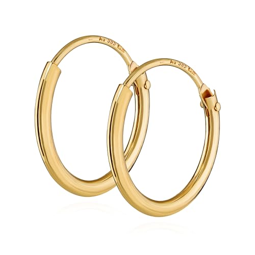 NKlaus Jewellery Klapp-Creolen Echtgold 585 Ohrringe 13mm Paar