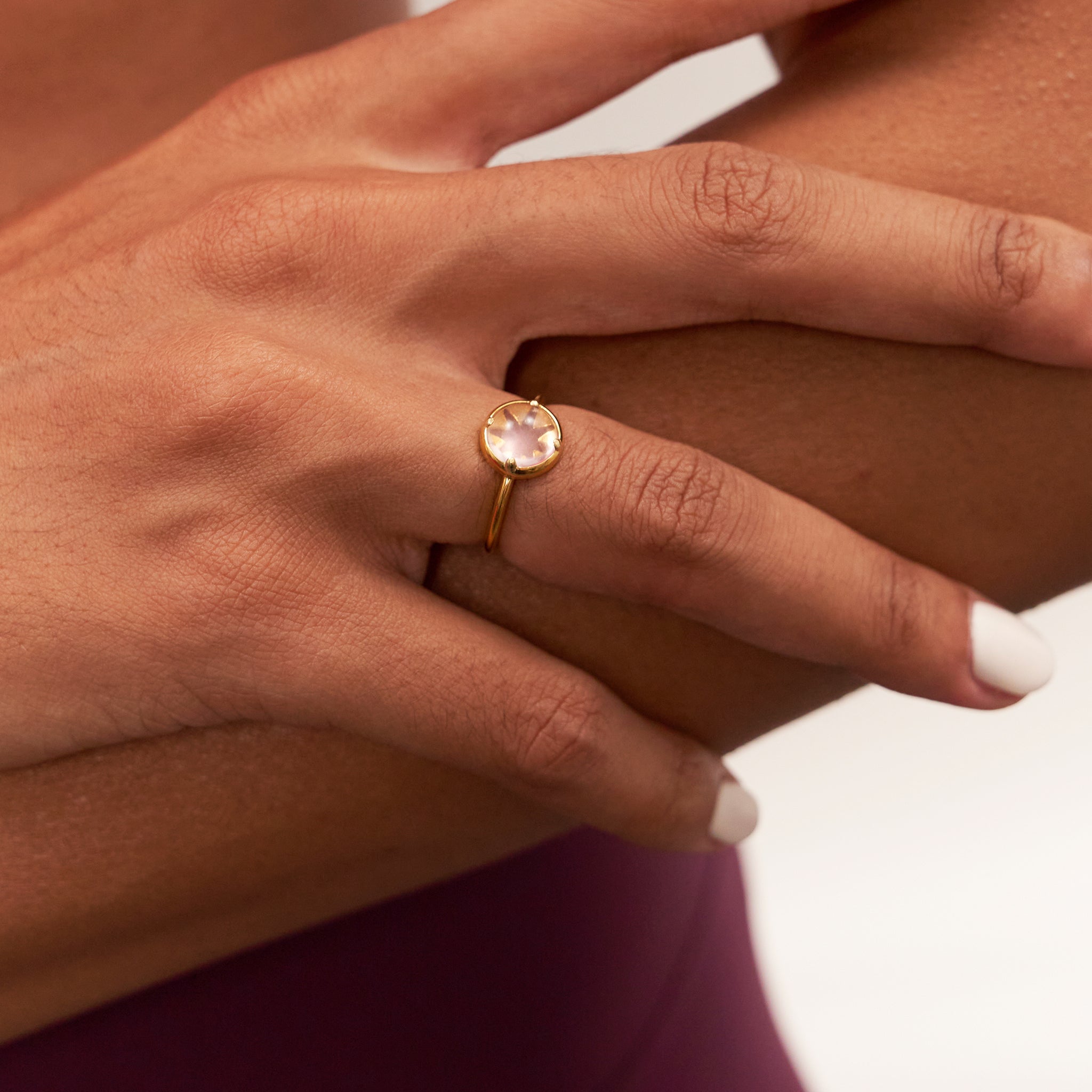 Stilnest Rosenquarz Instants of Love Ring Gold Vermeil Gr.56 Edelstein